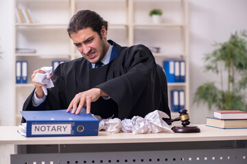 Young male judge working in courthouse