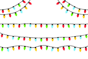 Christmas lights isolated vector background for winter holidays