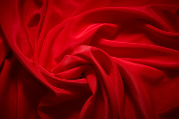 Luxury red satin smooth fabric background for celebration, ceremony, event invitation card or advertising poster