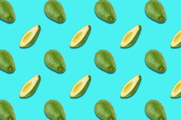 Pattern of fresh fruits isolated on creative colored texture