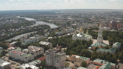 Panorama of the city of Penza from the air in the summer. Penza, Russia. Penza city in Russia in summer.
