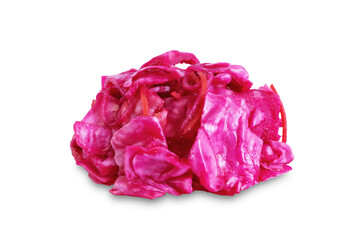 Fototapeta premium Fresh raw pickled beet cabbage with casrrot on a white isolated background.