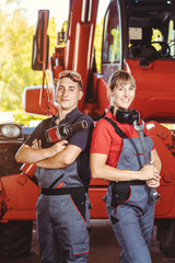 Two machinists for farm machinery in their garage