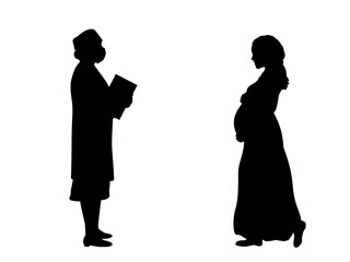 Silhouettes of doctor and pregnant women