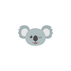 Koala emoji head. Animal cute emotion face. Vector illustration isolated on white.