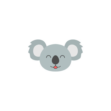 Koala emoji head. Animal cute emotion face. Vector illustration isolated on white.