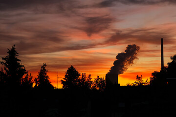 sunset over the city