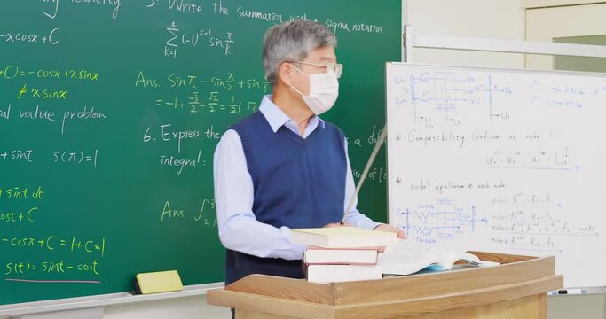 Senior professor teaching online