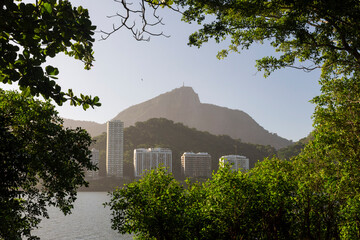 Beautiful view to buildings and mountain by Rodrigo de Freitas Lagoon © Cavan