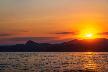 Golden sunset on the seaside