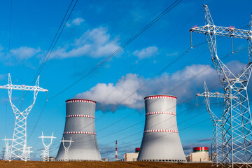 power line wires, electricity from a nuclear power plant