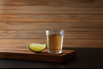 Cup of Cachaça or Pinga, a traditional Brazilian drink made from sugar cane.