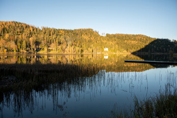 The shore of lake Erlaufsee on a sunny day 