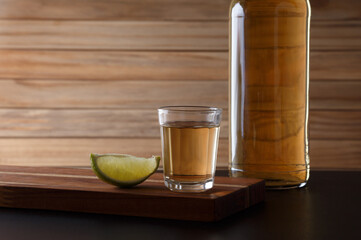 Cup of Cachaça or Pinga, a traditional Brazilian drink made from sugar cane.