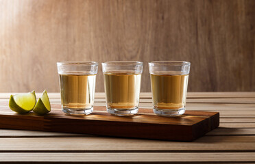 Cup of Cachaça or Pinga, a traditional Brazilian drink made from sugar cane.