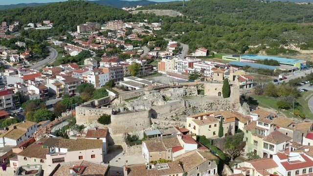 Medieval stone castle of Catalonia on the rock in Spain. Main landmark of Calafell town