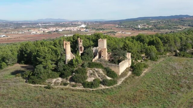 Muga Castle in Lower Penedes, in the municipality of Bellvei. Catalonia Spain