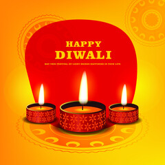 Diwali festival banner design with bright celebration background 