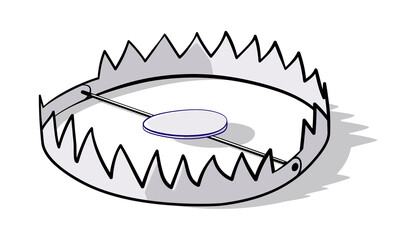 Metal bear trap hand drawn doodle