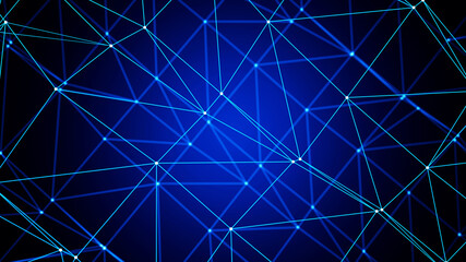 Futuristic polygonal background of low poly surface with connected dots and lines. Abstract 3d rendering.