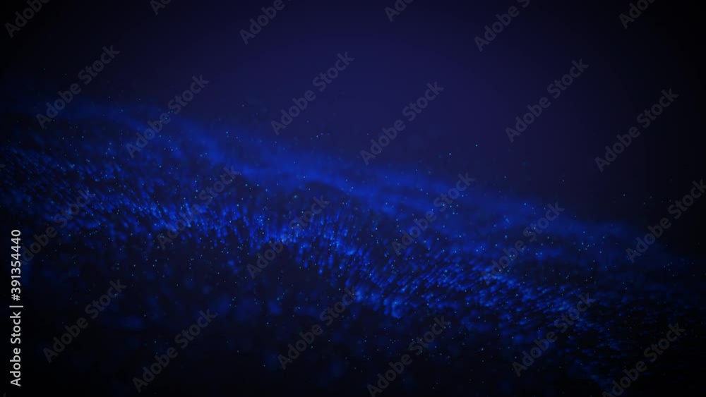 Poster abstract digital particle wave animation, cyber or technology background