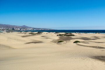 Sanddünen und Strand von Maspalomas auf den Kanarischen Inseln