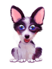cute purple pink puppy sitting illustration drawing