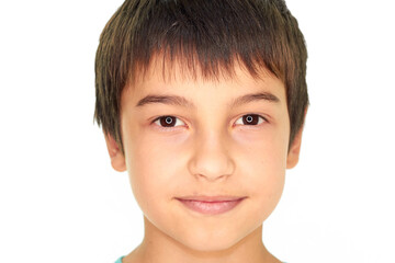 portrait dark haired handsome boy with dark eyes a dazzling smile