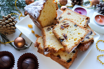 christmas cake with nuts and raisins
