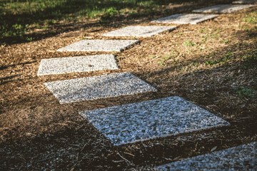 Stone pathway to the garden in tuscany italy