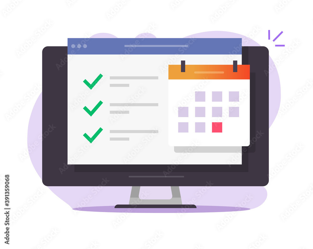 Aufkleber online calendar web task to do list with done finished business things, website internet scheduled d