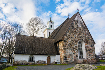 Fototapeta na wymiar View of The Church of the Holy Cross (Pyhan Ristin kirkko), Rauma, Finland