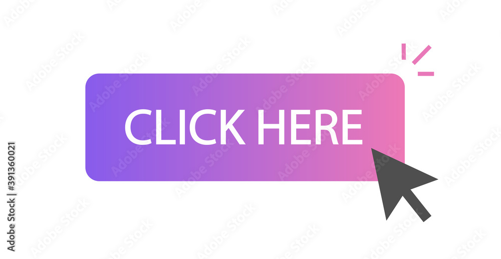 Poster modern click here button clicking via mouse pointer cursor arrow vector icon isolated