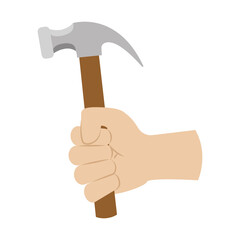 Isolated build hammer activity home with hands icon- Vector