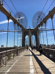 New York/NY/USA - 25-06-2019: A view of an empty Brooklyn Bridge. 