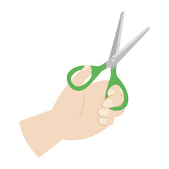 Isolated cut scissors activity home with hands icon- Vector
