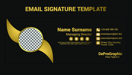 Golden email signature in horizontal for individual and business with user friendly interface