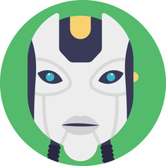 
Flat vector icon of a humanoid robot face
