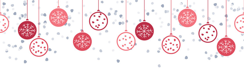 Merry christmas balls hanging decoration drawing banner isolated background