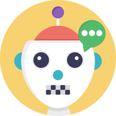 
Flat vector icon of a humanoid robot face

