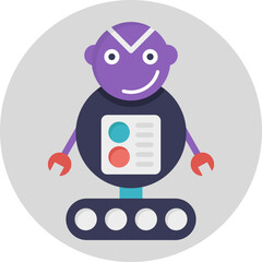 
Flat vector icon of a humanoid robot face

