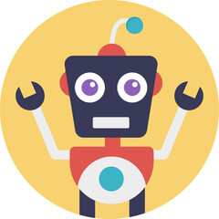 
Flat vector icon of a humanoid robot face

