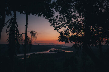 Sunset in the Amazonian jungle