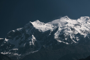 The summit of Himal Chuli peak (7,893 m)- Annapurna circuit trek. Himalayas, Nepal, Asia