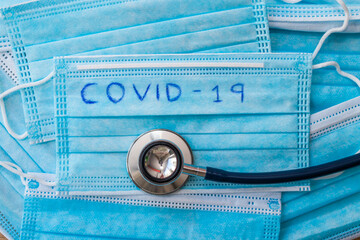 coronavirus protection mask and stethoscope