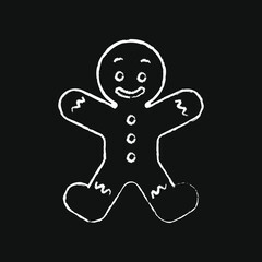 chalk icon, symbol of new year, gingerbread man