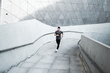 A Chinese man is exercising in the city