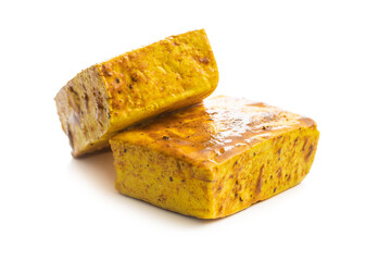 Dices of marinated tofu.