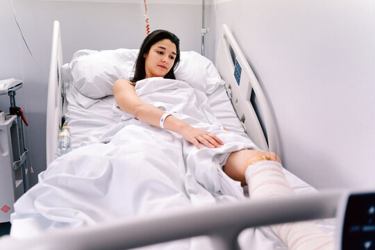 Female Patient After Operation In The Hospital.