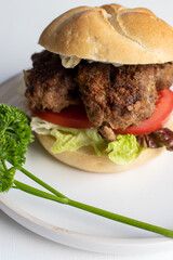 home made hamburger on a plate